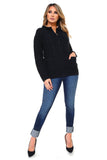 HRA-4503 Black Knit Embellished Zip-Up Cardigan with Faux/Fur Collar