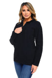 HRA-4503 Black Knit Embellished Zip-Up Cardigan with Faux/Fur Collar