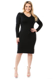 HRA-4504 Women's Knit Bodycon Dress with V-Neck