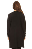 HRL-1413 Women's Solid Crinkle Snap Closure Long Jacket