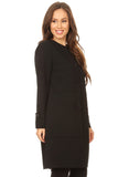 HRL-1413 Women's Solid Crinkle Snap Closure Long Jacket