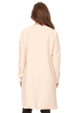 HRL-1413 Women's Solid Crinkle Snap Closure Long Jacket