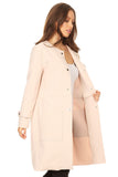 HRL-1413 Women's Solid Crinkle Snap Closure Long Jacket