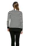 HS-1325 Women's Knit Lightweight Striped Cardigan with Drapped Collar