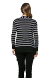 HS-1325 Women's Knit Lightweight Striped Cardigan with Drapped Collar