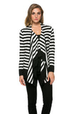 HS-1325 Women's Knit Lightweight Striped Cardigan with Drapped Collar