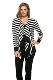 HS-1325 Women's Knit Lightweight Striped Cardigan with Drapped Collar