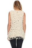 HS-1331 Women's Ivory Knit Chunky Cardigan Vest