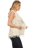 HS-1331 Women's Ivory Knit Chunky Cardigan Vest