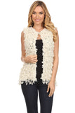 HS-1331 Women's Ivory Knit Chunky Cardigan Vest