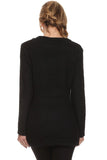 HS-1333 Women's Knit Black Snaggy Embellished Tunic Sweater Cardigan