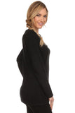 HS-1333 Women's Knit Black Snaggy Embellished Tunic Sweater Cardigan