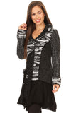 HSH-3958 Women's Multi-Print Patchwork Button Down Cardigan