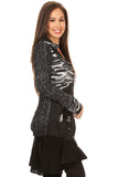 HSH-3958 Women's Multi-Print Patchwork Button Down Cardigan