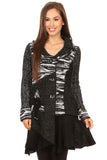 HSH-3958 Women's Multi-Print Patchwork Button Down Cardigan