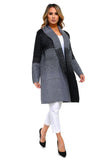 HSW-4615 Women's Striped Oversized Thick Knit Open Front Cardigan
