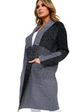 HSW-4615 Women's Striped Oversized Thick Knit Open Front Cardigan