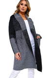 HSW-4615 Women's Striped Oversized Thick Knit Open Front Cardigan