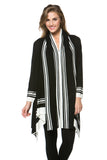 HT-1901 Women's Knit Striped Open Front Cardigan