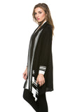 HT-1901 Women's Knit Striped Open Front Cardigan