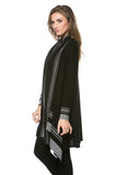 HT-1901 Women's Knit Striped Open Front Cardigan