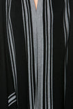 HT-1901 Women's Knit Striped Open Front Cardigan