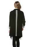 HT-1901 Women's Knit Striped Open Front Cardigan