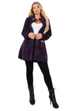 HMT-6003 Women's Fuzzy Oversized Open Front Cardigan with Pockets