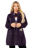 HMT-6003 Women's Fuzzy Oversized Open Front Cardigan with Pockets
