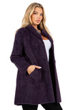 HMT-6003 Women's Fuzzy Oversized Open Front Cardigan with Pockets