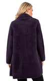 HMT-6003 Women's Fuzzy Oversized Open Front Cardigan with Pockets