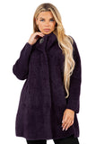 HMT-6003 Women's Fuzzy Oversized Open Front Cardigan with Pockets