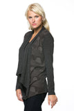 HW-3252 Women's Geometric Print Drapped Neck Cardigan