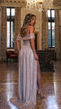 Satin Sequin Formal Prom Dress