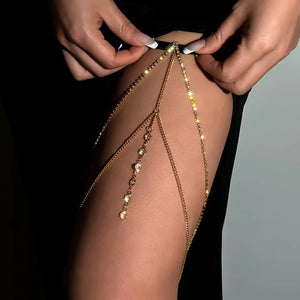 Thigh Body Chain Jewelry 

Boho Elastic Band Bandage Leg Thigh Chain for Women Bikini Sexy Tassel Multilayer Adjustable Garter Belt Rhinestone Body Jewelry