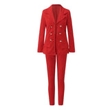 Elegant Women's 2-Piece Suit Set - Double-Breasted Blazer & Tailored Pants for Office & Business