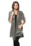 HC-1134 Short Sleeves, Multi-Fabric Cardigan