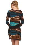 HL-3509 Abstract print, long sleeve, a-line dress