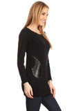 HMT-5070 Long Sleeves, Embellished Fitted Tunic/Top