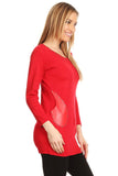 HMT-5070 Long Sleeves, Embellished Fitted Tunic/Top