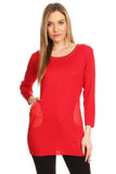 HMT-5070 Long Sleeves, Embellished Fitted Tunic/Top