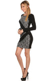 HSG-1602 Duo fabric, body-con dress.