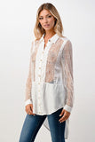 Collar Neck Silk Blouse Tunic Top