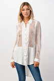 Collar Neck Silk Blouse Tunic Top