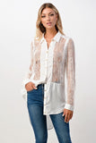 Collar Neck Silk Blouse Tunic Top