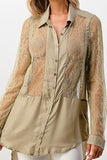 Collar Neck Silk Blouse Tunic Top