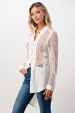 Collar Neck Silk Blouse Tunic Top