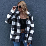 Faux Fur Checkered Jacket with pocket