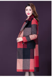 Long Plaid Woolen Coat