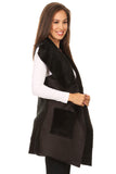 Women's Faux Fur/Suede Open Front Cardigan Vest